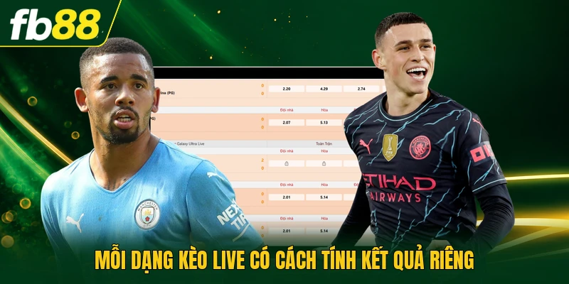 Mỗi dạng kèo live có cách tính kết quả riêng